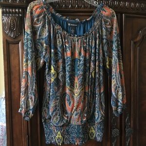 INC On/Off shoulder sheer sleeves EUC